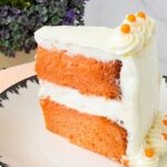 Pinterest image for an Orange Birthday Cake with Orange Swiss Meringue Buttercream.