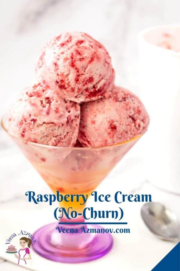 Pinterest image for raspberry ice cream.