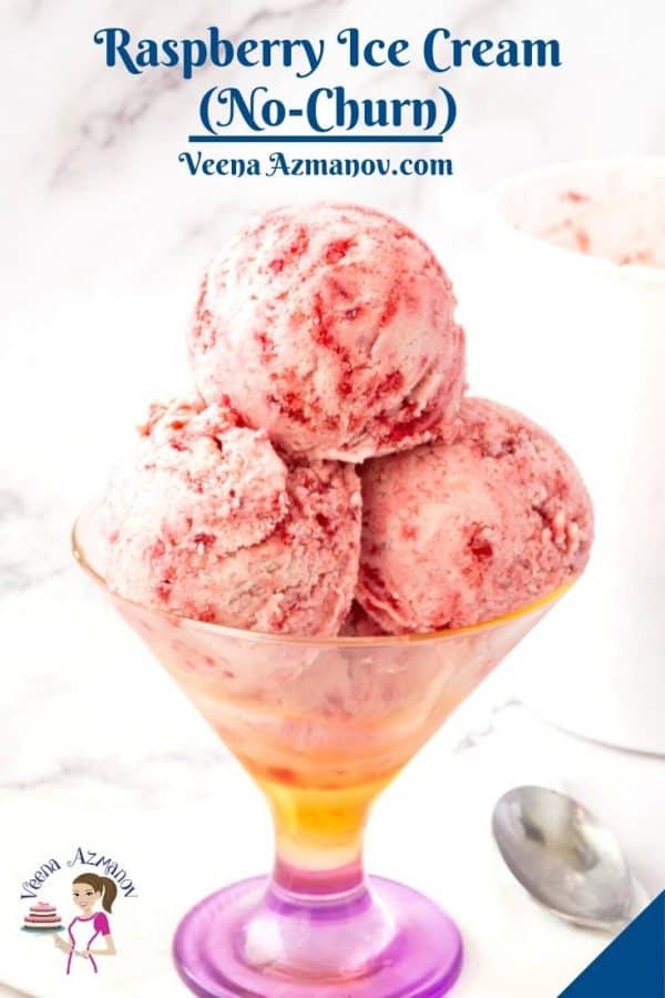Pinterest image for raspberry no churn ice cream.