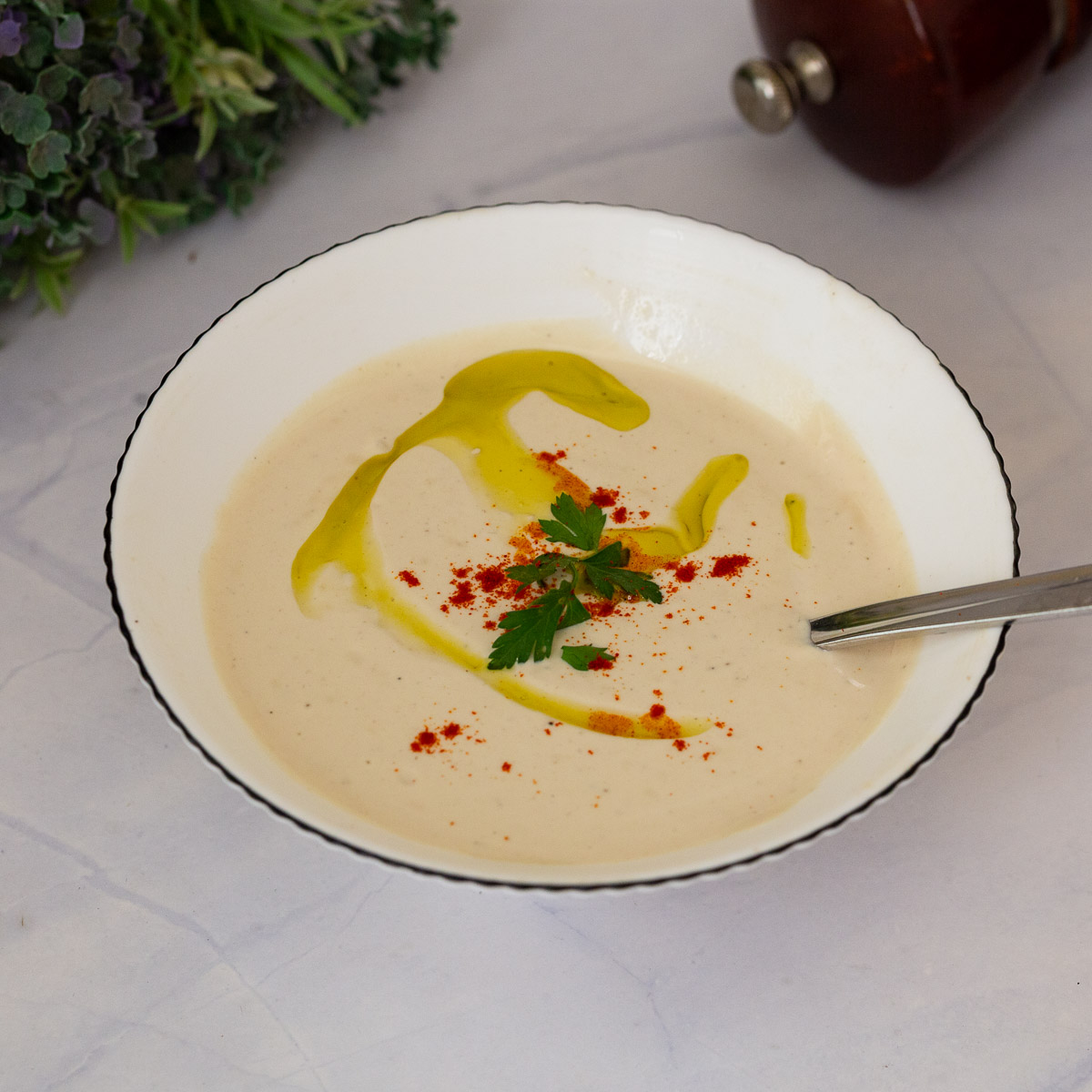 A tahini sauce bowl for Kebabs.