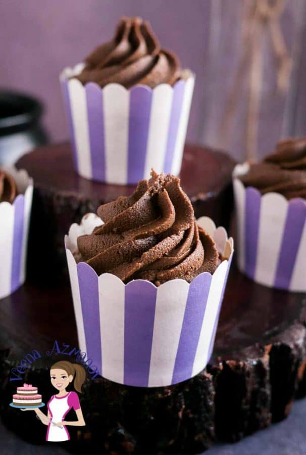 Chocolate cupcakes with chocolate frosting.