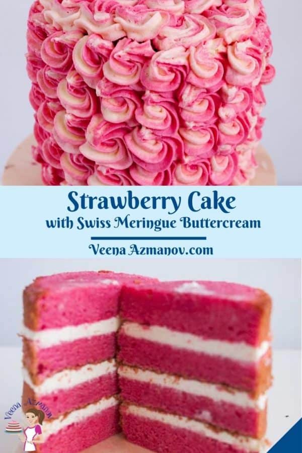Pinterest image for strawberry layer cake.