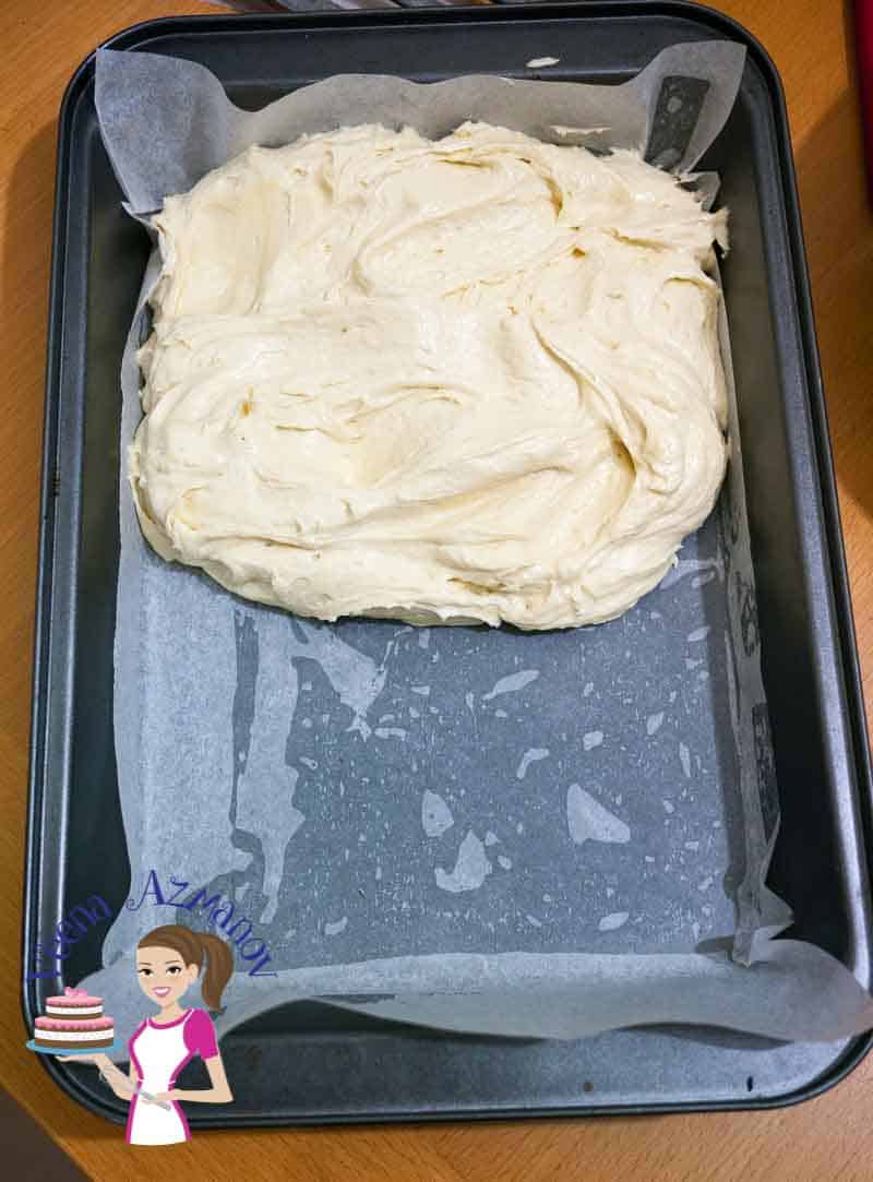 A Pinterest optimized image for half chocolate half vanilla sheet cake recipe using yellow cake batter for vanilla