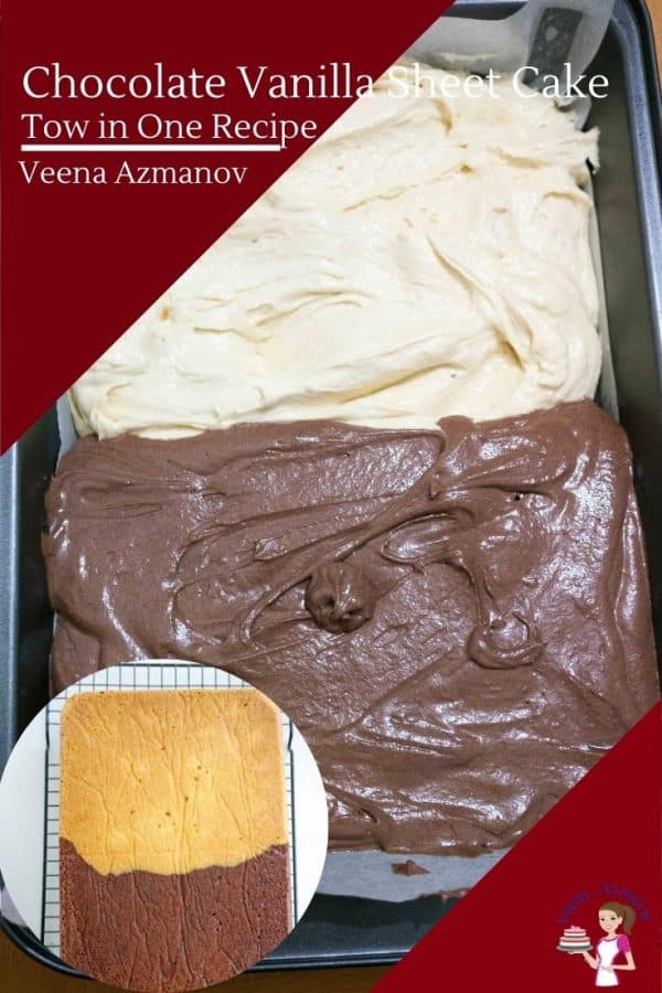 How to make a half and half sheet cake - two in one chocolate vanilla sheet cake recipe