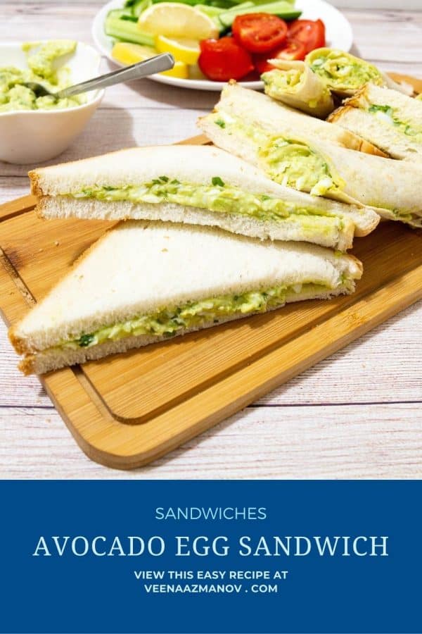 Pinterest image for avocado and egg sandwiches.