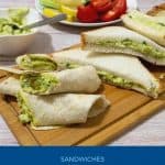 Pinterest image for avocado egg sandwich wrap.