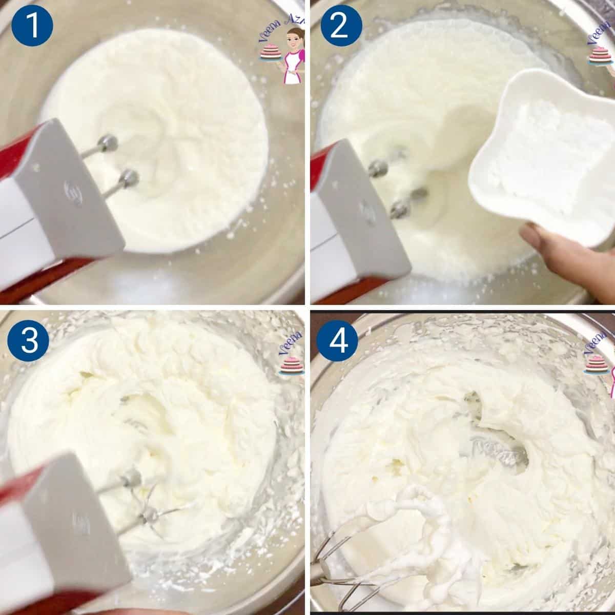 Progress pictures for homemade whipped cream