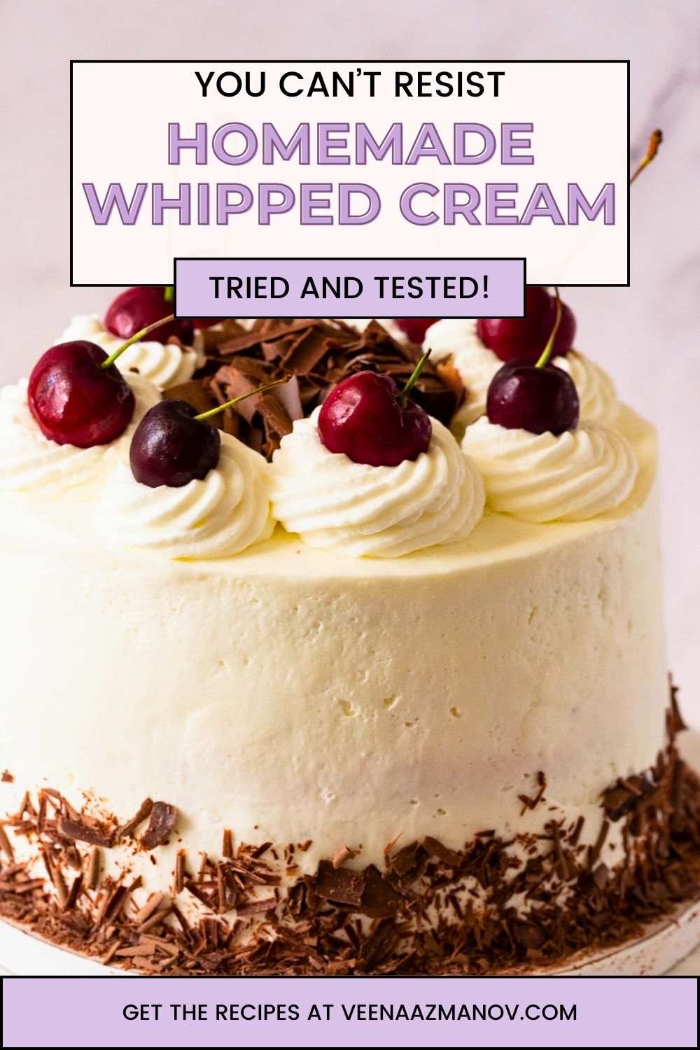 Pinterest image for homemade whipped cream aka Chantilly Cream Recipe.