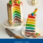 Pinterest image for rainbow layer cake.