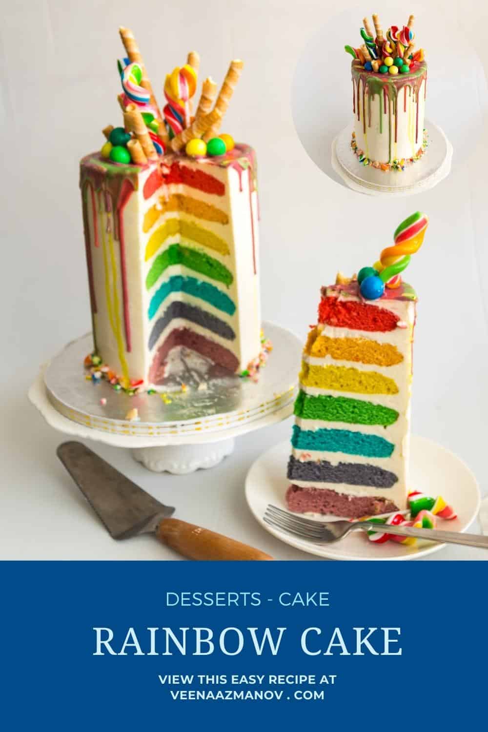 The Perfect Rainbow Cake with Swiss Meringue Buttercream (7 Colors
