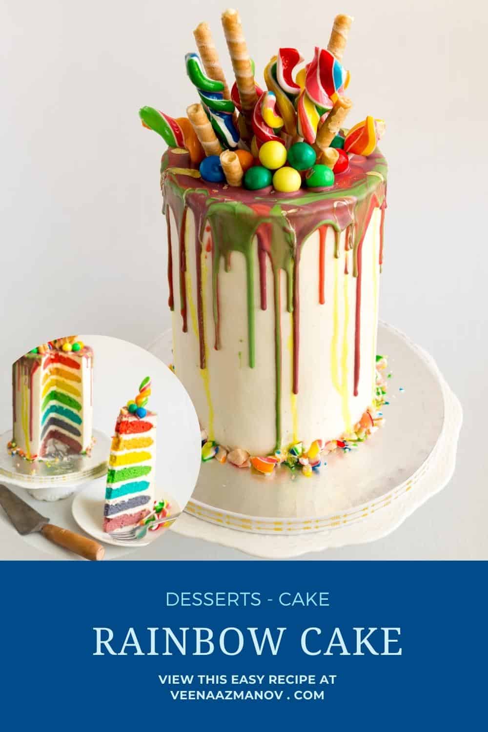 The Perfect Rainbow Cake with Swiss Meringue Buttercream (7 Colors