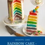 Pinterest image for rainbow layer cake.