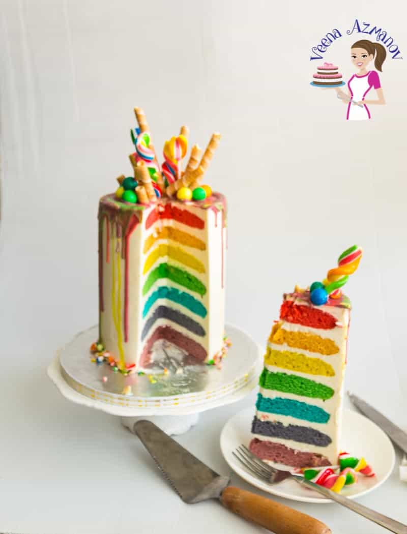 Easy Rainbow Cake Recipe - Seven Rainbow Layer Cake