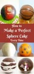 A collage of sphere shaped cakes.
