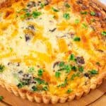 Pinterest image for quiche with mushrooms.