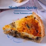 Pinterest image for quiche with mushrooms.