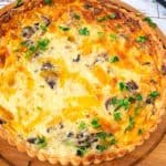 Pinterest image for quiche with mushrooms.