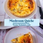 Pinterest image for mushrooms quiche.