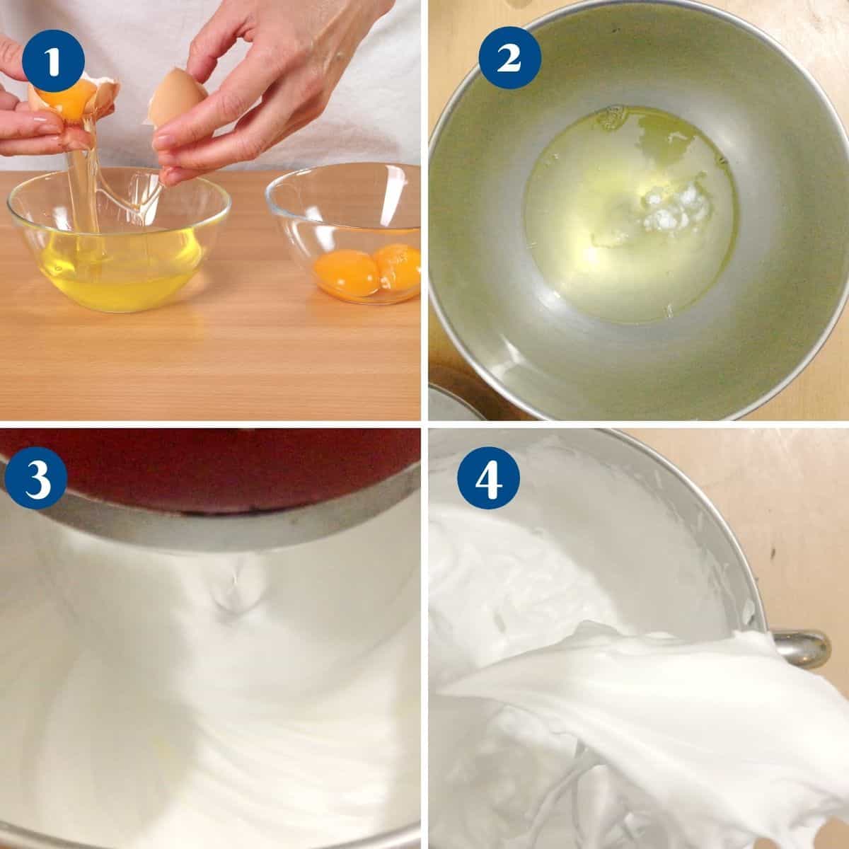 Progress pictures separating the eggs for Italian Buttercream.