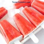 Pinterest image for strawberry popsicles.