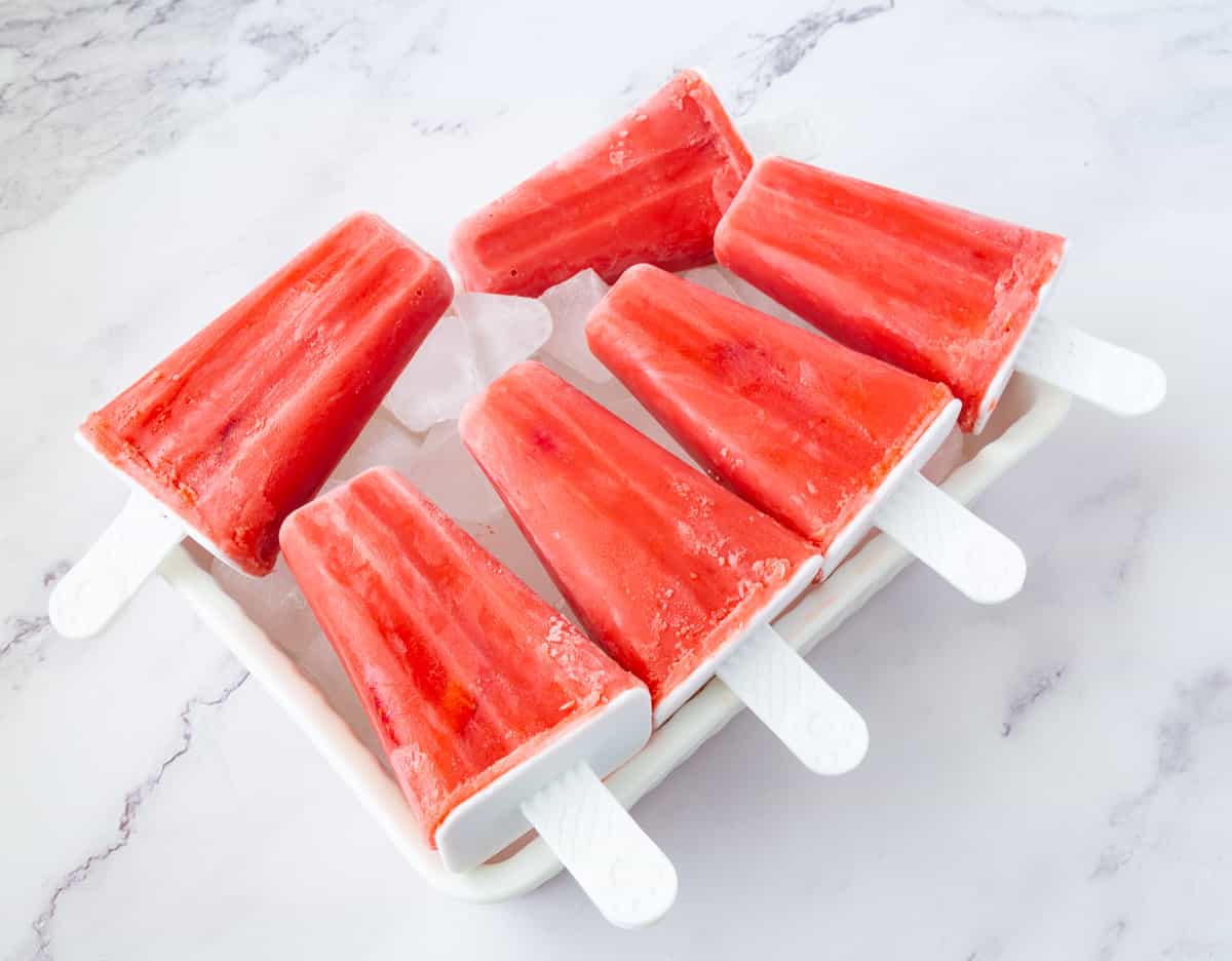 Popsicles on crushed ice. 