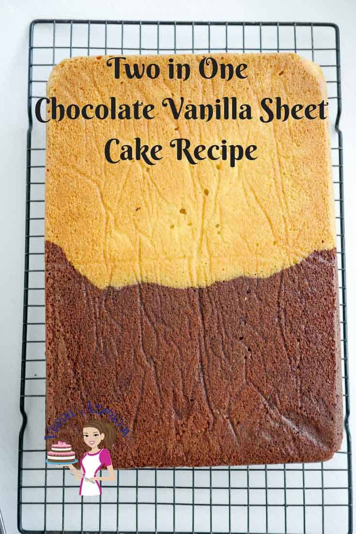 A half chocolate half vanilla sheet cake.