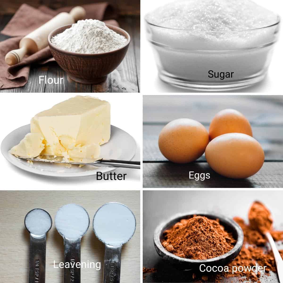 Ingredients for making two in one sheet cake.