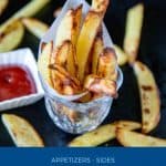 Pinterest image for baked potato wedges.