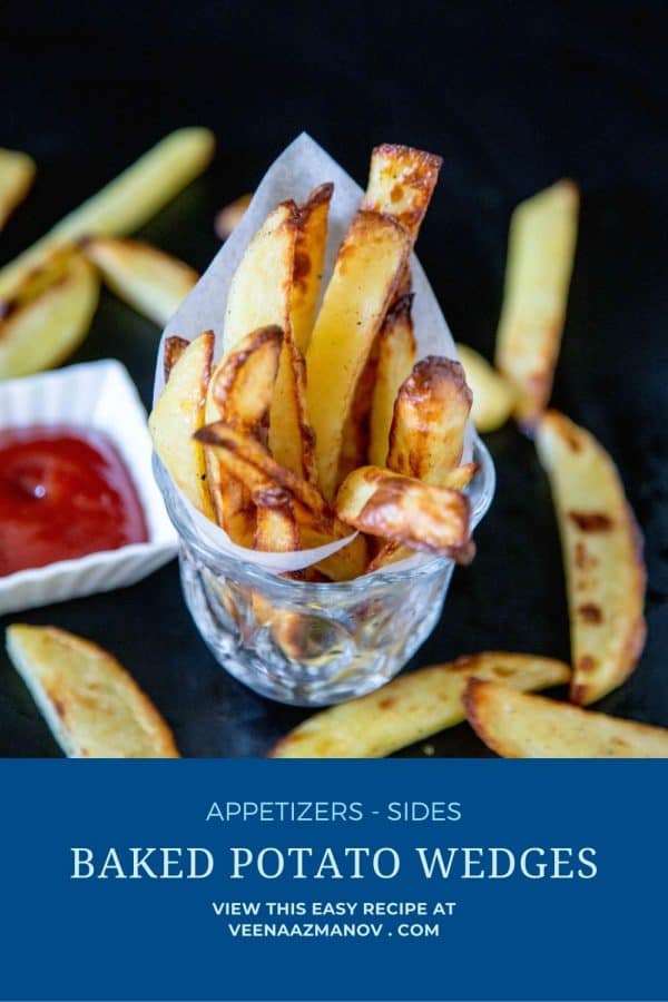 Pinterest image for baked potato wedges.