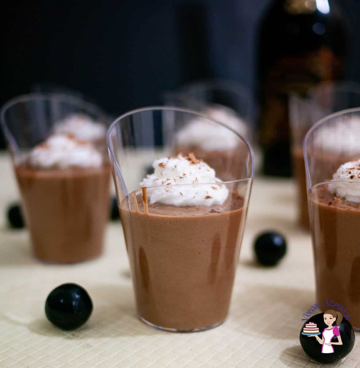 A glass with chocolate mousse