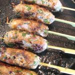 Pinterest image for kebabs with ground turkey.