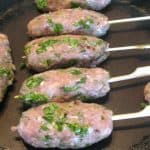 Pinterest image for kebabs with ground turkey.