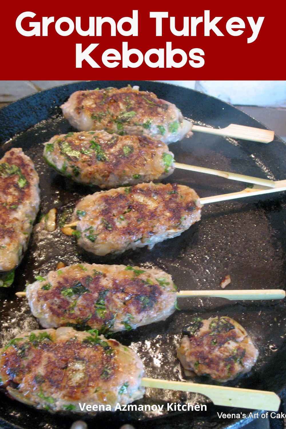 Pinterest image for Ground Turkey Kebab Skewers.