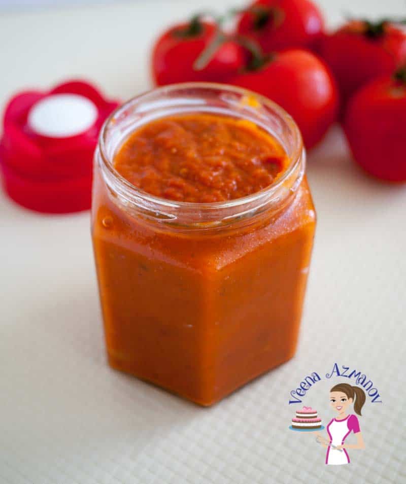 Tomato sauce in a jar.
