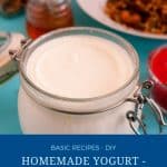 Pinterest image for homemade yogurt.