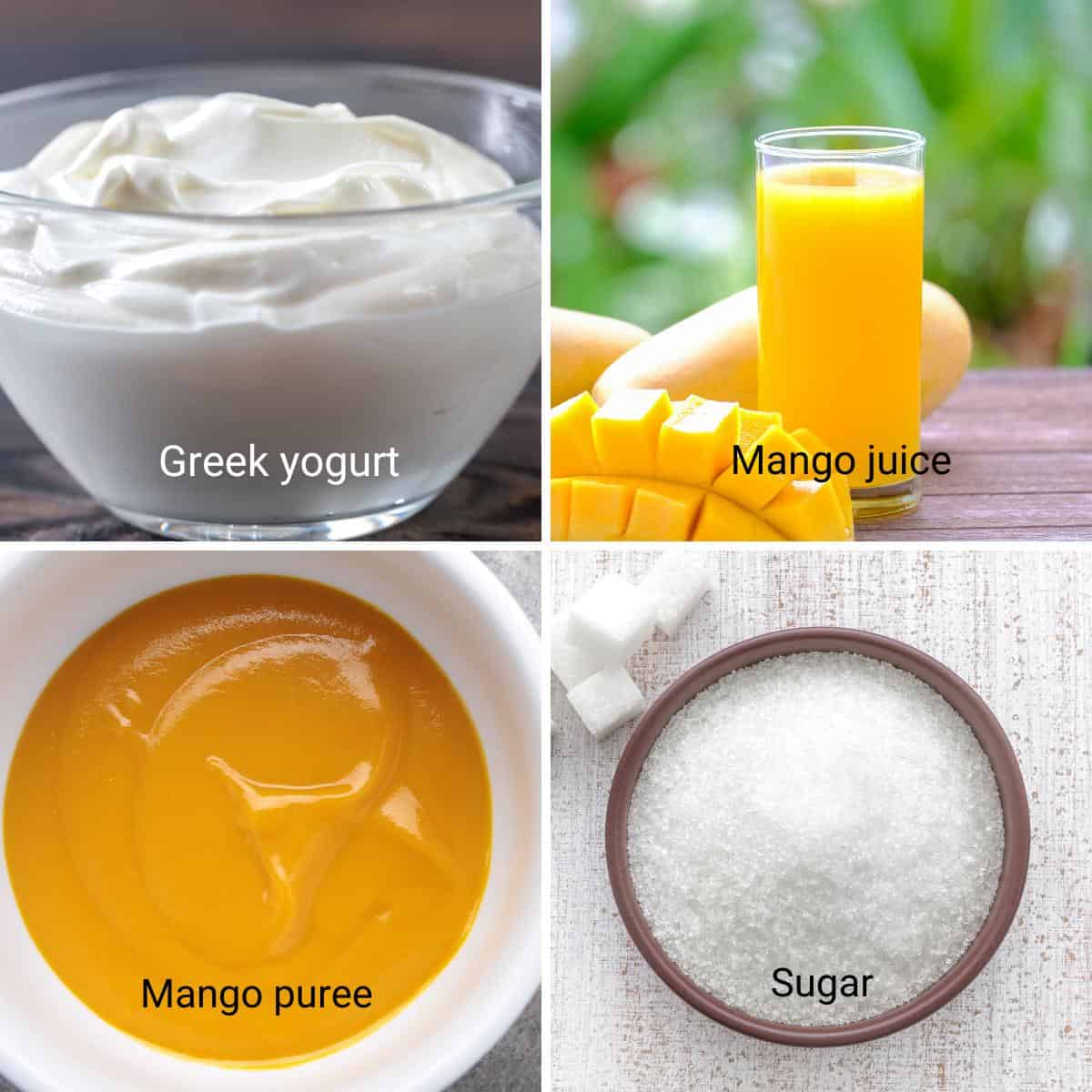 Ingredients for making mango pops.
