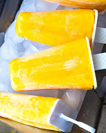 Ice tray with mango pops.