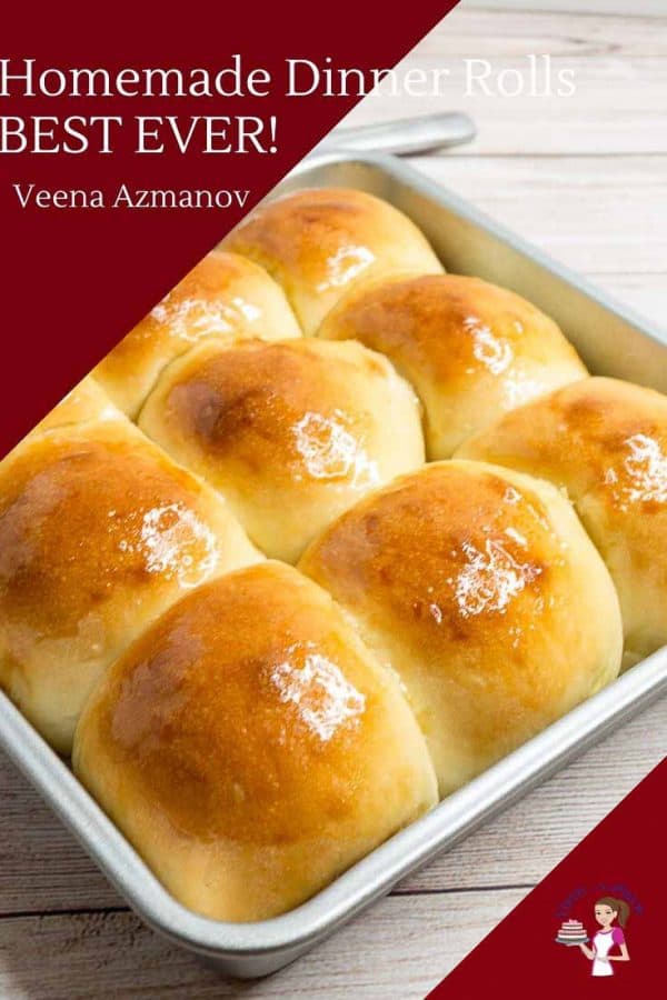 Soft dinners rolls in a baking pan.