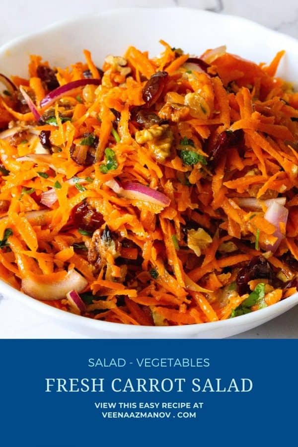 Pinterest image for grated carrot salad.