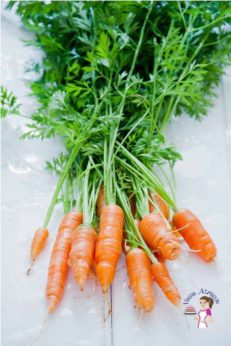 Fresh carrots on a table.