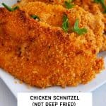 Pinterest image for Schnitzel - Breaded Chicken.