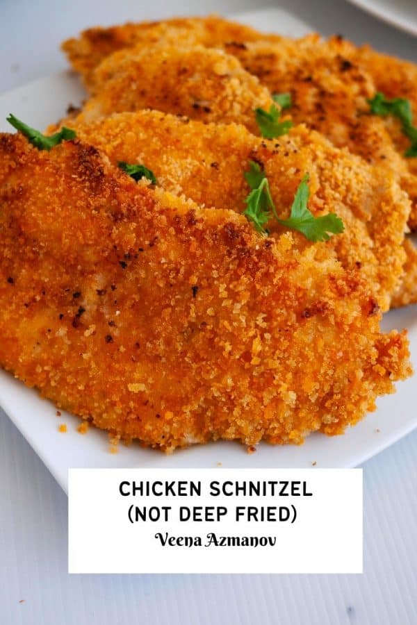 Pinterest image for Schnitzel - Breaded Chicken.