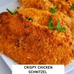 Pinterest image for Schnitzel - Breaded Chicken.