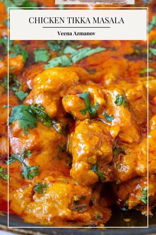 Pinterest image for tikka masala with chicken.