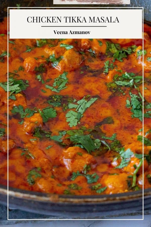 Pinterest image for tikka masala with chicken.