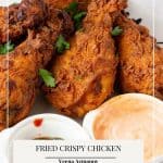 Pinterest image for crispy chicken deep fried.
