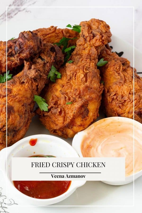 Pinterest image for crispy chicken deep fried.
