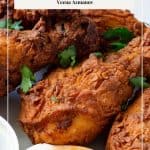 Pinterest image for crispy chicken deep fried.