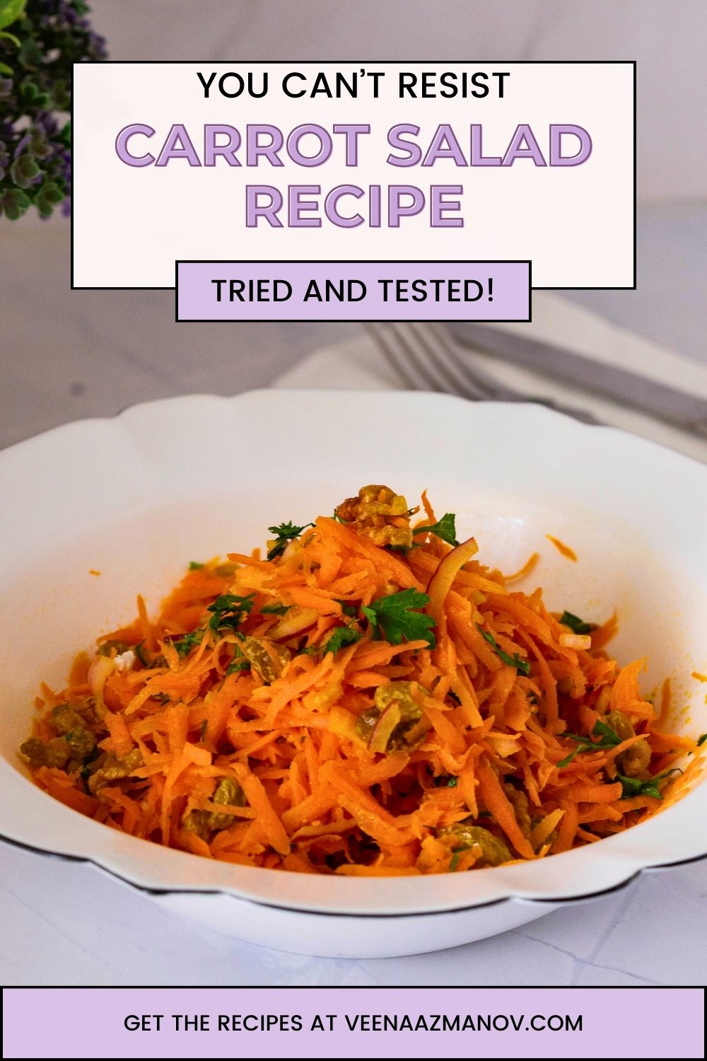 Pinterest Image for Fresh Carrot Salad.