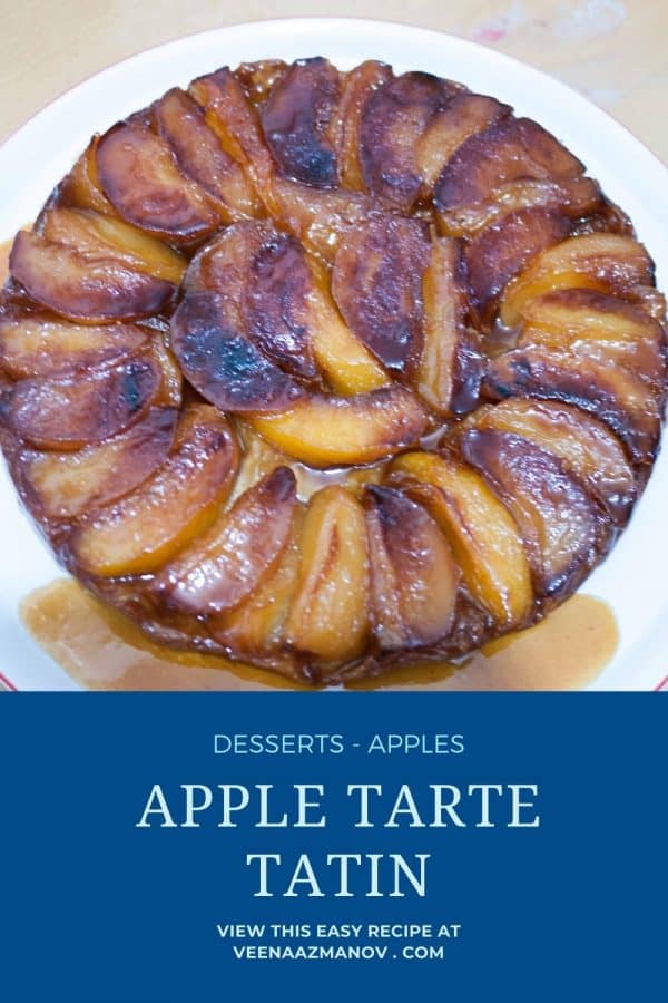 Pinterest image for tarte tatin with apple and honey.